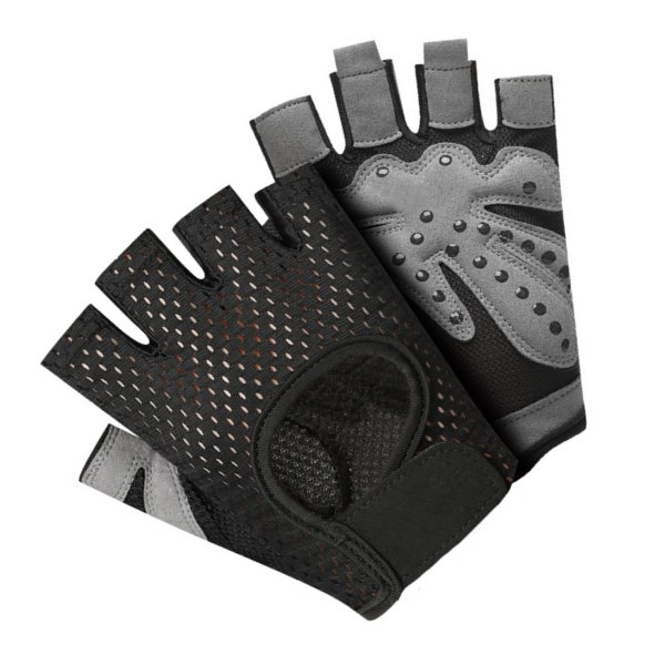2 kpl Half Finger Sports Glove Polyesteriä, kulutusta kestävä liukumaton lyhyt sormikäsine pyöräilyyn Excising Black L