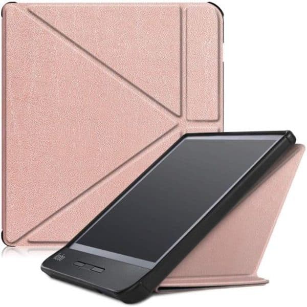 Flipdeksel med stativ for Kobo Libra H2O Rosegullfarge