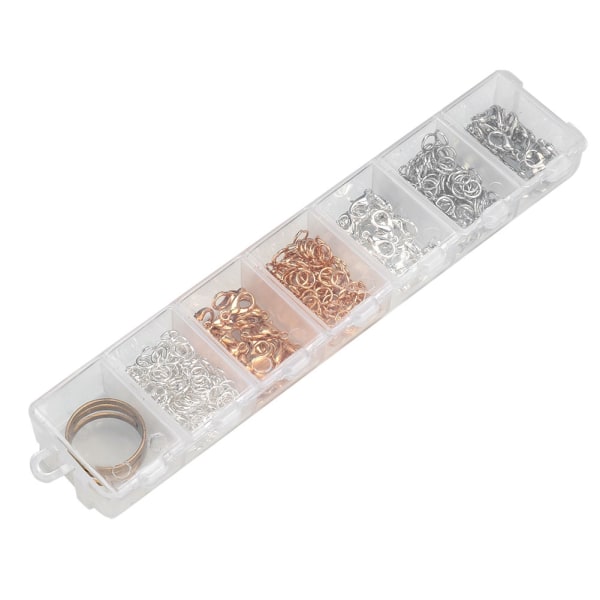 Metallhoppringer Hummerlås gjør-det-selv-smykkefunn, tilbehørssett med boks (7 mm)