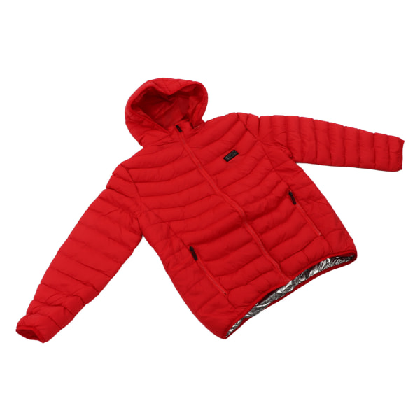 11 områder Opvarmet jakke Udendørs USB Elektrisk Varme Jakker Warm Sprots Thermal Coat Tøj Opvarmelig bomuldsjakke til mænd Rød S