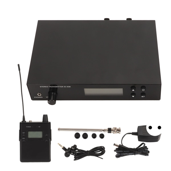 Langaton korvavalvontajärjestelmä 566–608 MHz:n lavavalvontajärjestelmä, jossa Bodypack-kuulokkeet Band Studio 100V-240V EU-liittimelle