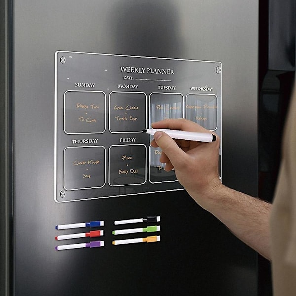 Paris_Transparent magnetisk kalendertavle i akryl, planlegger for daglig, ukentlig og månedlig timeplanlegging