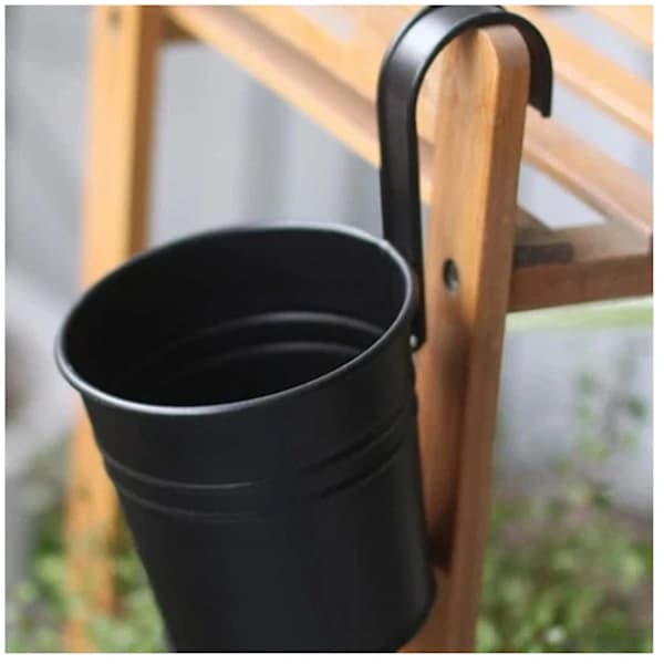 Metal Hanging Planter, Durable Flower Pot, Black, 4-Pack