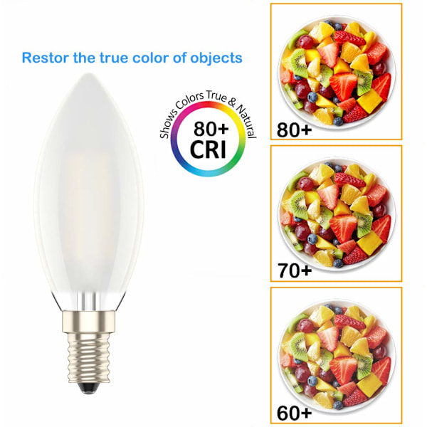 E14 Dimbar LED-lampa - C35 Liten Edison-sockel - 4w motsvarande 40w - Varmvitt 2700K 2-pack