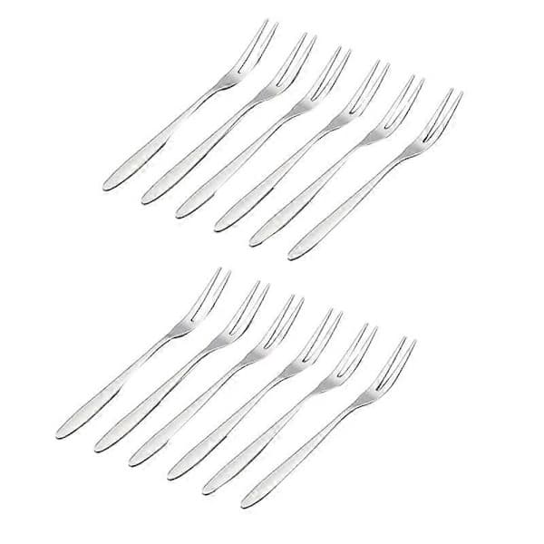 12 Mini Dessertgafler i Rustfritt Stål, 13 cm Kompatible med Ulike Merker