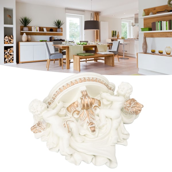 Resin Angel Vegghylle Europeisk Utsøkt Vakker dekorasjonsstativ for soverom Stue Kjøkken Beige Gull