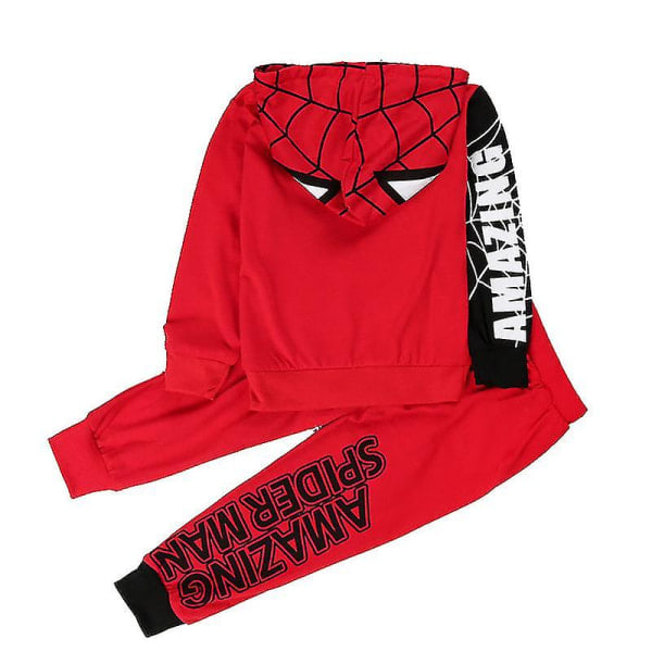Barn Pojkar Spiderman Träningsoverall Hoodie Toppbyxor Set Casual Outfit Kläder Röd 4-5 År Red 4-5 Years