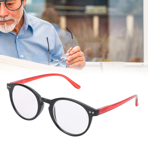 Fasjonable lesebriller Fjærhengsel Bærbare presbyopiske briller Briller for menn kvinner (+300 svartrøde)