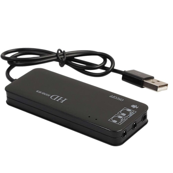 2X 3 Port USB 2.0 Hub Ekstern 7.1Ch Lydkort Headset Mikrofon Adapter til Pc Sort.pa