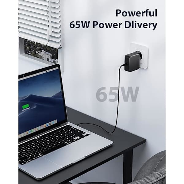 65W USB C-oplader til bærbar computer (1,8 m) til Lenovo Thinkpad ASUS Zenbook（PA）