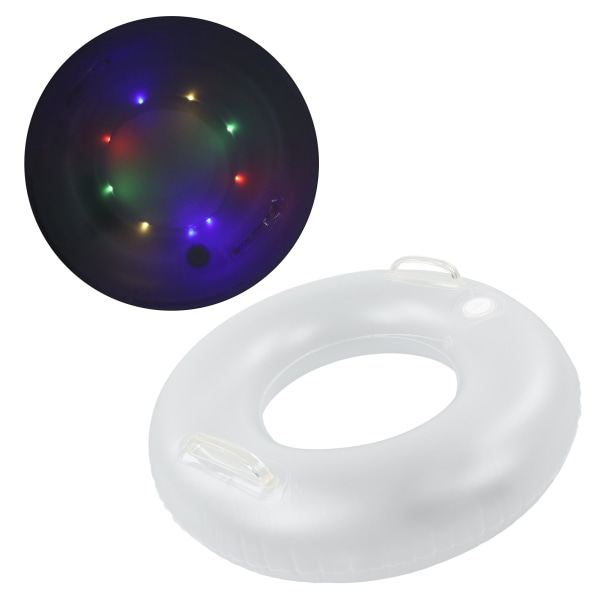 LED uppblåsbar simring med 2 handtag Transparent simring med färgglatt LED-ljus för poolleksaker för barn