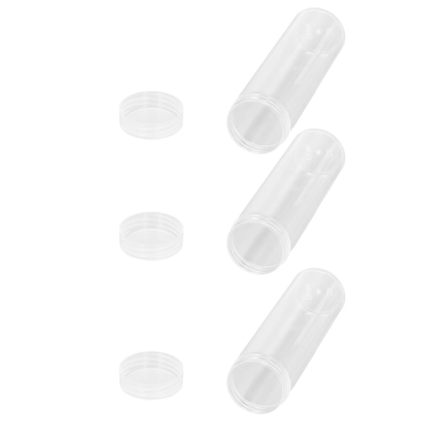 Runde gennemsigtige mønterør Plastmøntopbevaringsrør med pudesvamp til 25 mm / 0,98 tommer møntsamling