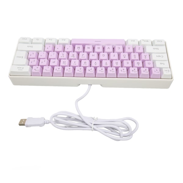 Gaming Keyboard USB 61 Keys RGB Baggrundsbelyst Ergonomisk Kontrast Farve Pladsbesparende Kablet tastatur til stationær bærbar Hvid Lilla