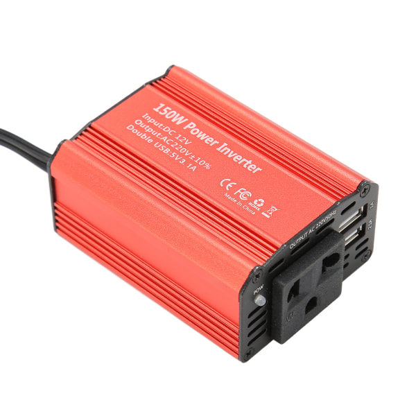 Power 150W 12V DC till 220V AC med dubbel USB 2.1A-utgång för power Röd