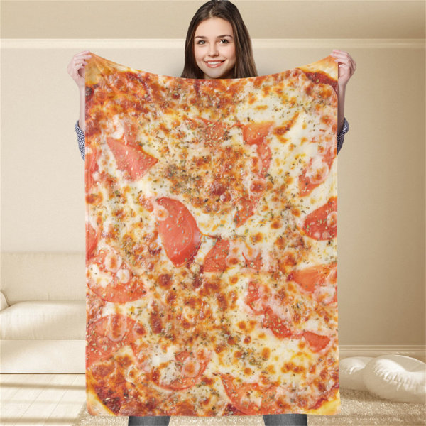 Matutskriftspledd polyester myk hudvennlig pizzamønster Søt morsomt sofateppe til hjemmet 39,4 X 47,2 tommer