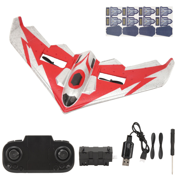 RC Plane Kit Glider Fjernkontroll Fly EPP Foam-fly med LED-lys for nybegynnere Voksne Barn Rødt 1 batteri