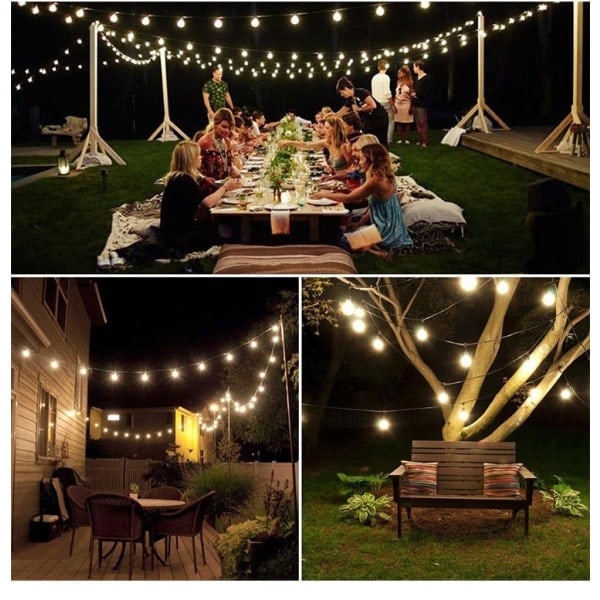 Solcellsslinga LED med Bubbelkulor Runda Kristaller Sagoslingor Utomhus Juldekoration Blinkande Ljus
