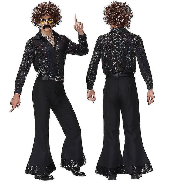 Halloween kostym Vuxen vintage 70-tals disco paljett par kostym bar nattklubb prestanda kostym 165cm