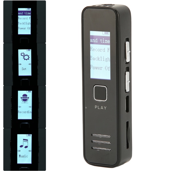 Digital stemmeopptaker Bærbar Mini HD-støyreduksjon Langdistanse MP3-avspillingsopptaksenhet