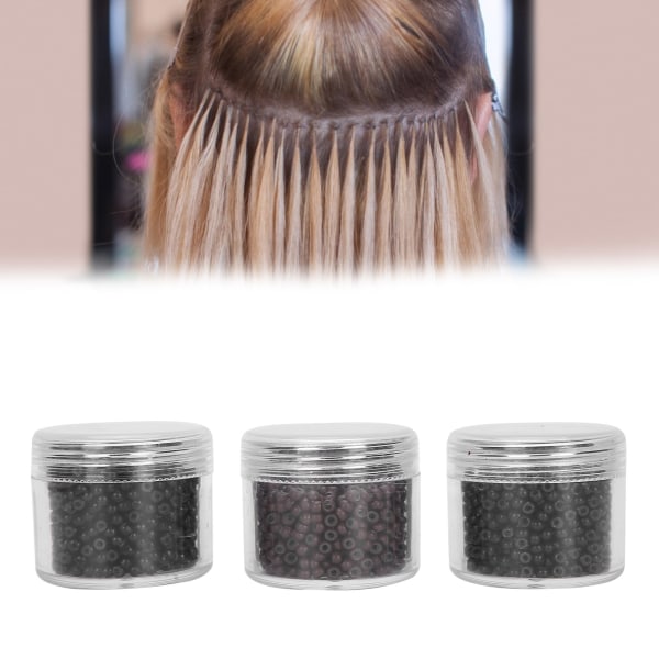 3 flasker 3,0 mm silikon Micro Links Rings Beads Small Comfortable Hair Extension Tool (1#/3#/5#)