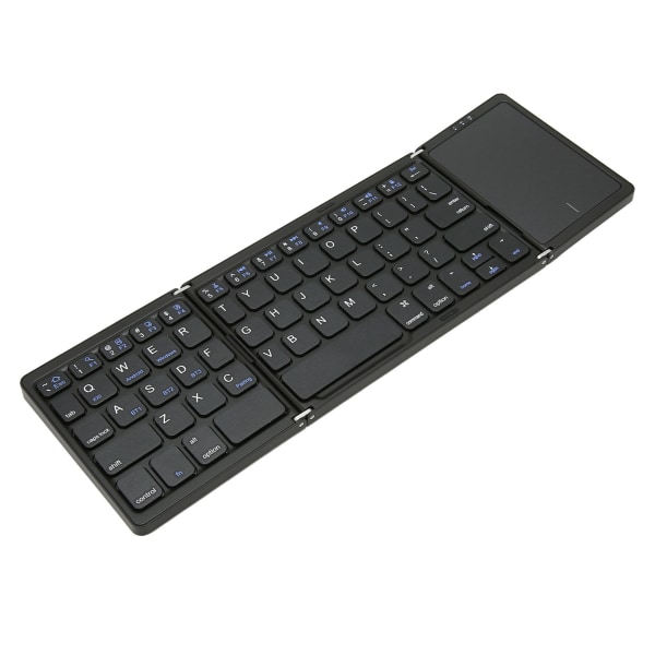 Sammenleggbart tastatur B089T 3 sammenbrettet berøringsfelt Funksjon 64 taster Bærbar Type C Lading Magnetisk lukking Datatastatur Svart