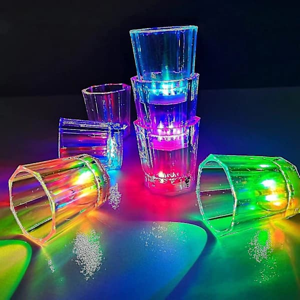 Lysende Shotsglas Sæt med 24 Partyfavoritter til Voksne Shotsglas til Fest LED-Blitz Drikkeglas Gløder i Mørket