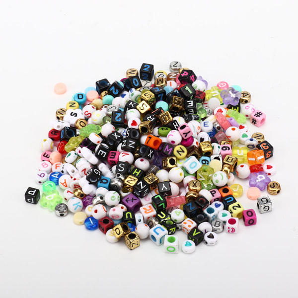 Plastbokstaver Alfabet Løse Perler Tausett Armbånd Halskjede DIY-smykkefunn
