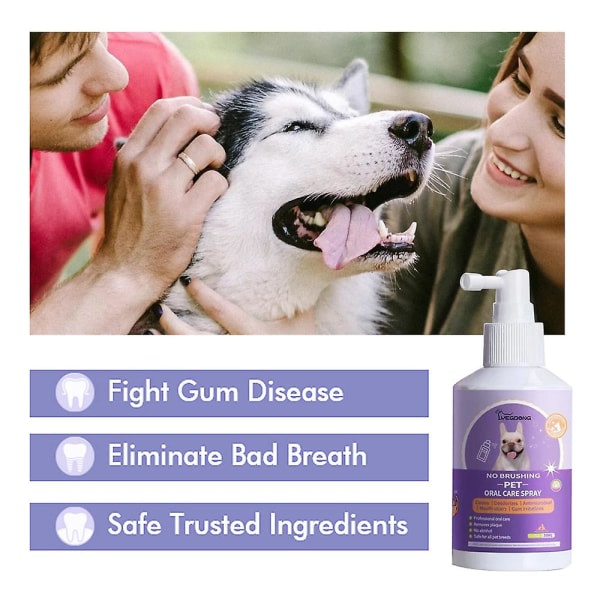 Pet Oral Spray Tandrengöring for hunde og katte Dårlig andedräkt tandsten Plackborttagning null ingen