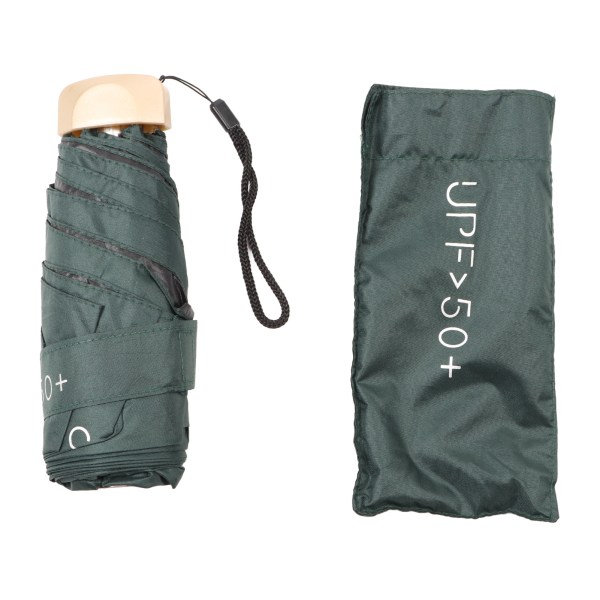 6 revbens paraply Solskydd UPF50 Impact Cloth Bärbart hopfällbart paraply för soligt Regnigt Mörkgrönt