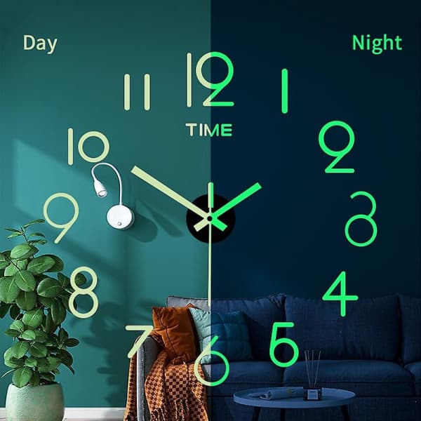 40 cm självlysande väggklockor DIY digital klocka lysande klocka akryl DIY väggklocka vardagsrum sovrum väggklockor