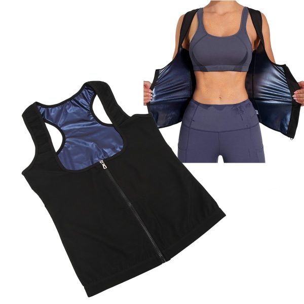 Dame Badstuevest Komfortabel svettetrening Slankebadstuevest med glidelås for Sports Yoga L/XL