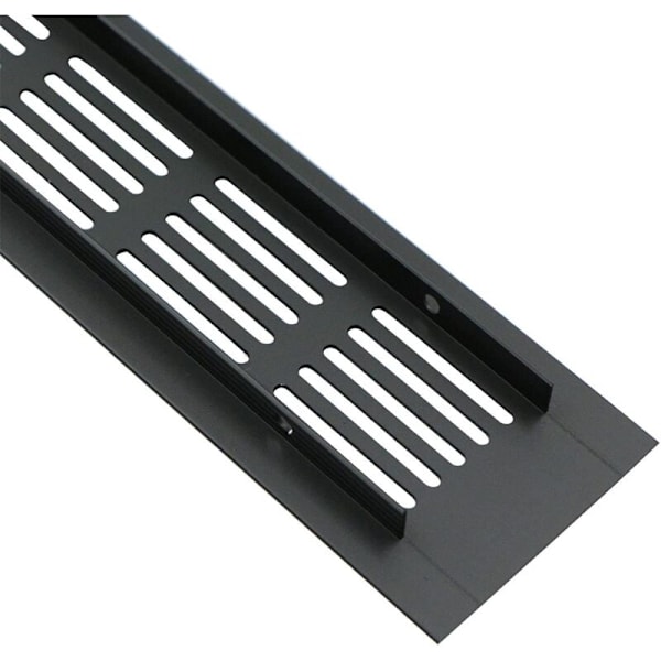 Sæt med 2 Rektangulære Aluminium Dørventilationsgitter - 250 x 50 mm - Insektskydd til Campingvogn, Skab, Køkken, etc. - Sort