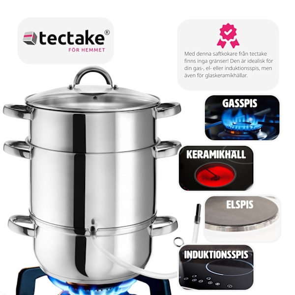 tectake Mehustin Mehumaija 15 litraa, ruostumaton teräs Ø 26 cm Silver Silver