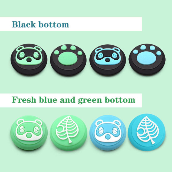 Kompatibel med Nintendo Switch/Lite Poke Ball Joystick Cap OLED Rocker Beskyttelsescover Silica Gel Cap Vaskebjørn blå-grøn