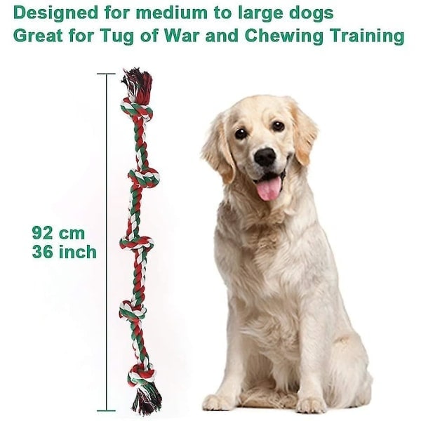 Julhundrep Leksaker, Holdbare Hundetyggelegetøj Stabil 5 Knobs Rebtræk