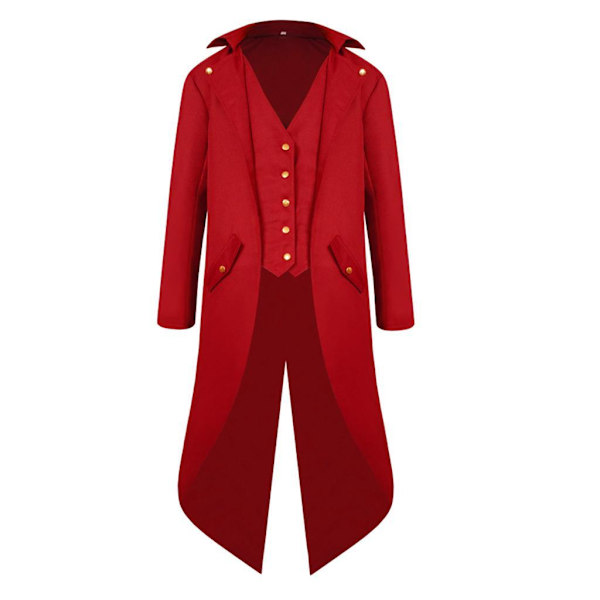 1/2/3 Män Steampunk Frackjacka Gotisk Viktoriansk Kappa Paty Röd XL Red XL 1Set