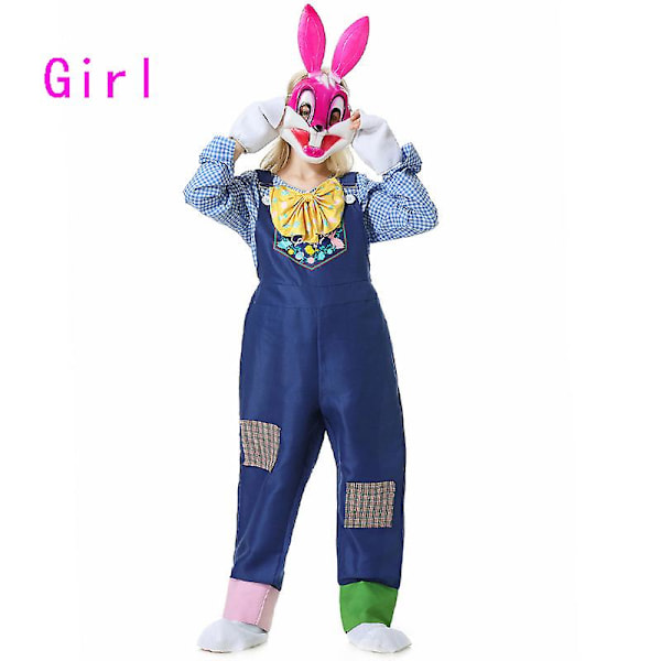 Karneval Halloween Påskehare Maskot Kostume Unisex Forældre Børn Spøgelsesagtig Rollespil Cosplay Fancy Festkjole Pige Girl M