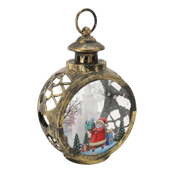 Jul Vintage dekorativ stearinlys lanterne Jul dekorativ lanterne med LED flimrende flammefri stearinlys bronze Stor julemand