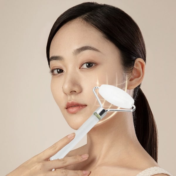 2 i 1 Ansiktsrullmassageapparat Ansiktsrulle Eye Ismassage Vit Jade Sten Ansiktslyftande Bärbart hudvårdsverktyg för hemmabruk