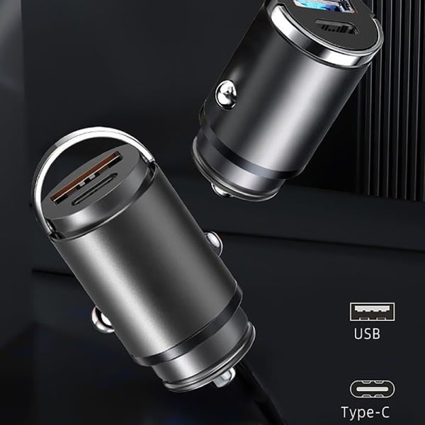 100W Bil USB-laddare Super Charge USB-A USB-C Svart