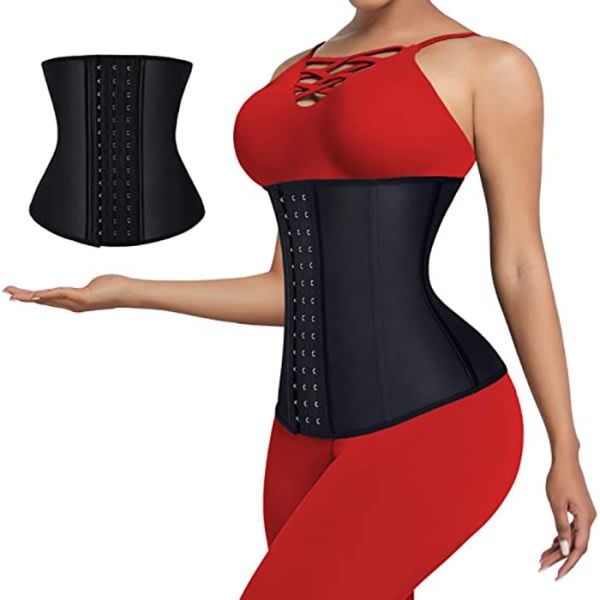 Damer underbyst latex sportbälte midja träningskorsett Hourglass Shaper (svart, XL)