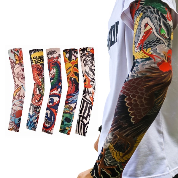 8 kpl Tattoo Hihat Pehmeä elastinen polyesteri hengittävä nopeasti kuivuva pestävä väärennetty tatuointi hihat ulkopyöräilyyn