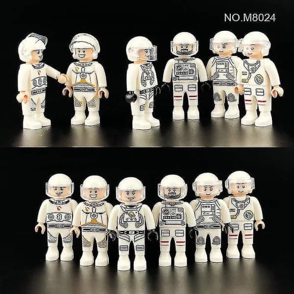 Rumastronaut Byggeklodser Minifigur Legetøj Samlelegetøj 6 stk
