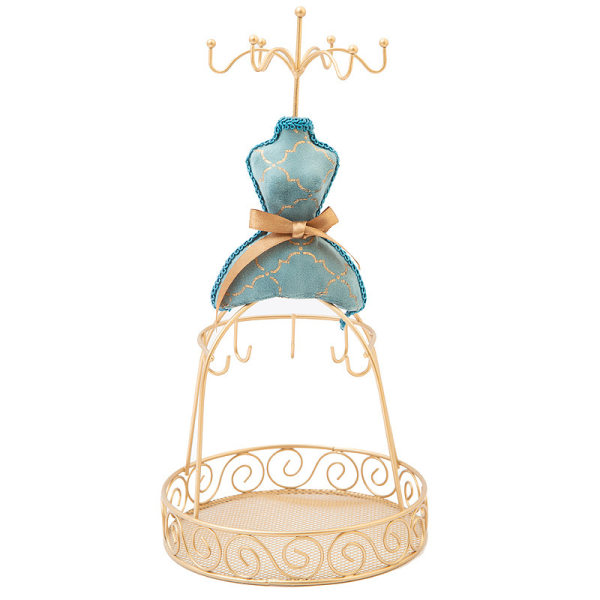Retro smyckesställ Utsökt fashionabelt Peacock Blue smyckesställhållare för hembutik järnställ