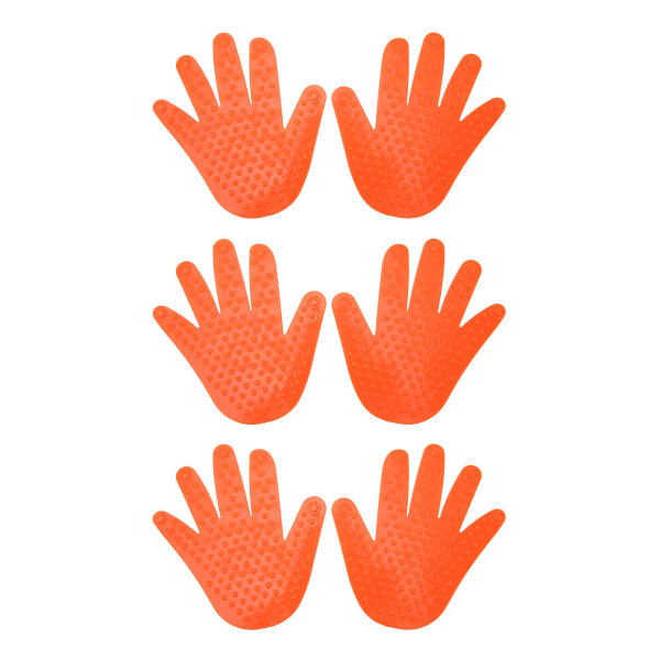 3 par håndformede gulvmerker PVC sklisikre håndavtrykk Spotmarkør Sportssett for førskoleutdanning barnehage oransje