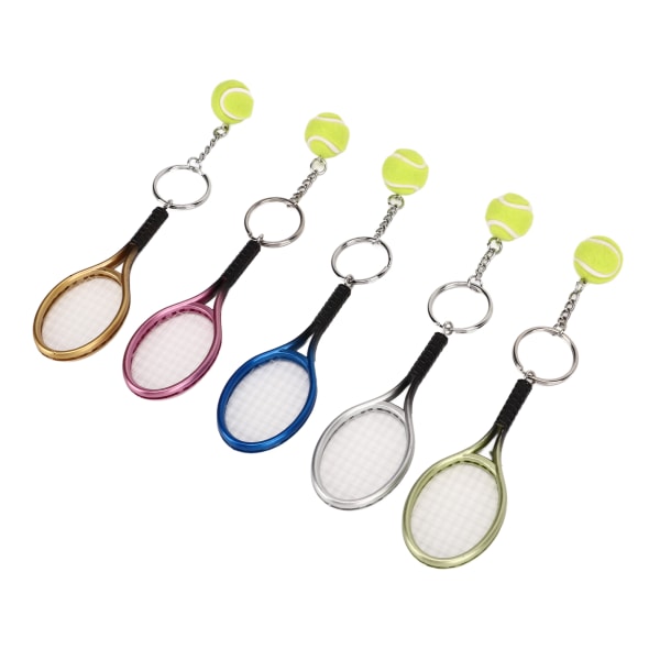 5 kpl Mini Tennis Racket Ball Avaimenperä Riipus Avaimenperä Kulta Hopea Ruusunsininen Pronssi Lahjoihin Urheilun ystäville