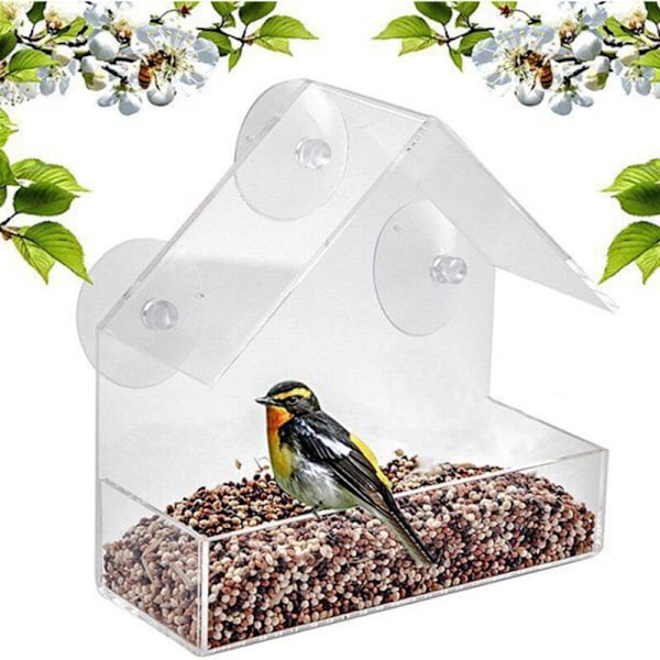 Bird Feeder Removable Feeding Transparent Housing Window Creative Support Feed