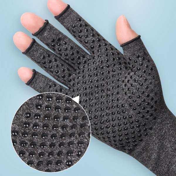 Sports Halvfinger Handsker Anti-Slip Åndbar Komfortabel strikket Stof Arthritis Kompressionshandsker Heather Grey L