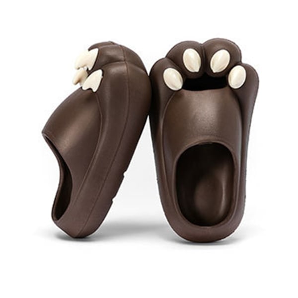 Tofflor Söt Björntassdesign Bekväma Snabbtorkande Andningsbara Halkfria Dam Herr Sandal för Hem Sovrum Brun Storlek 39