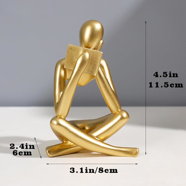 Guldläsande kvinnostatue, tänkarskulpturer, abstrakt konstprydnad.PR